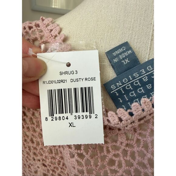 NWT Rabbit Rabbit Rabbit Pink Crochet Cardigan Shrug XL - Picture 6 of 7